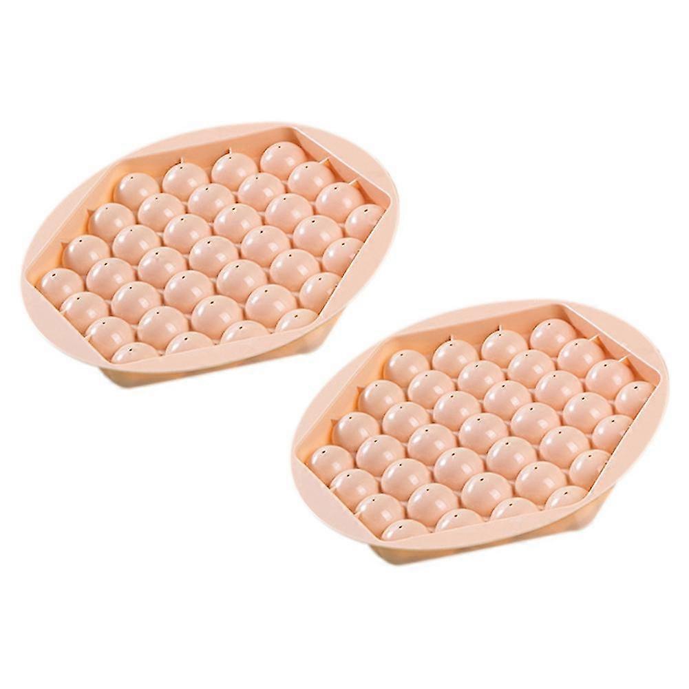 2 Packs Hexagon Round Ice Square Tray With Lid,mini Circle Ice Ball Maker Mold For Freezer,37 Grids