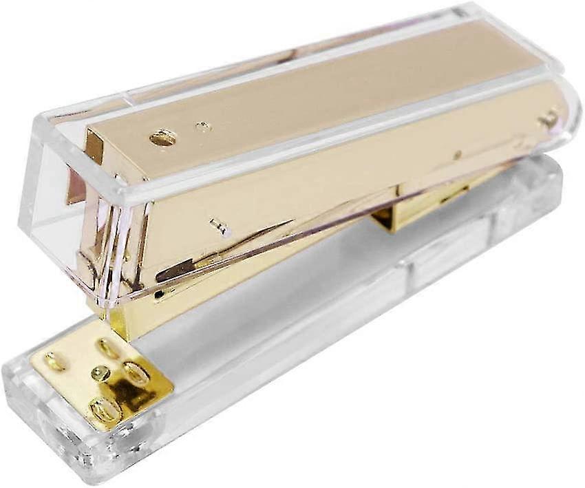 Clear Gold Acrylic Stapler Desktop Accessory For Standard Staples