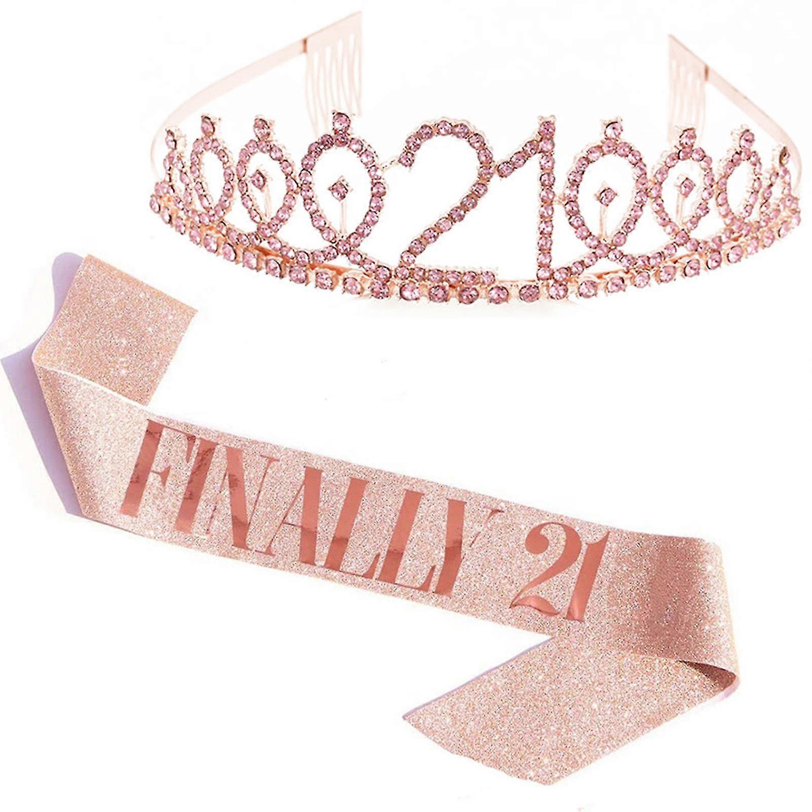 طقم تاج نسائي لامع من أحجار الراين مطبوع عليه حروف - لوازم حفلات أعياد الميلاد - Jikaix