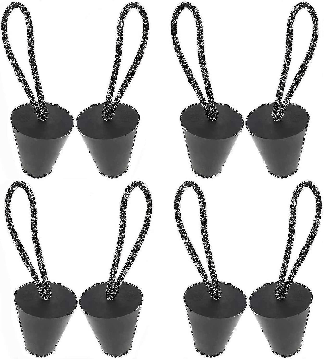 8-pc Universal Kayak Drain Plug With Lanyard Drain Or Drain (8-pack, Black)
