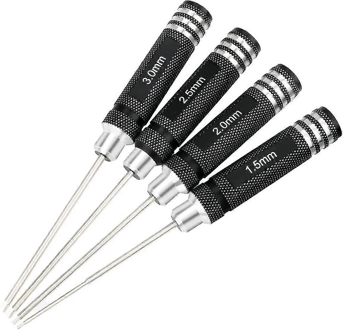 Hex Screw Driver, Rc Tools Kit Hexagon Screwdriver Set For Rc Car Boat Quadcopter Helicopter Multirotors Models (1.5mm 2mm 2.5mm 3.0mm)black4pcs)