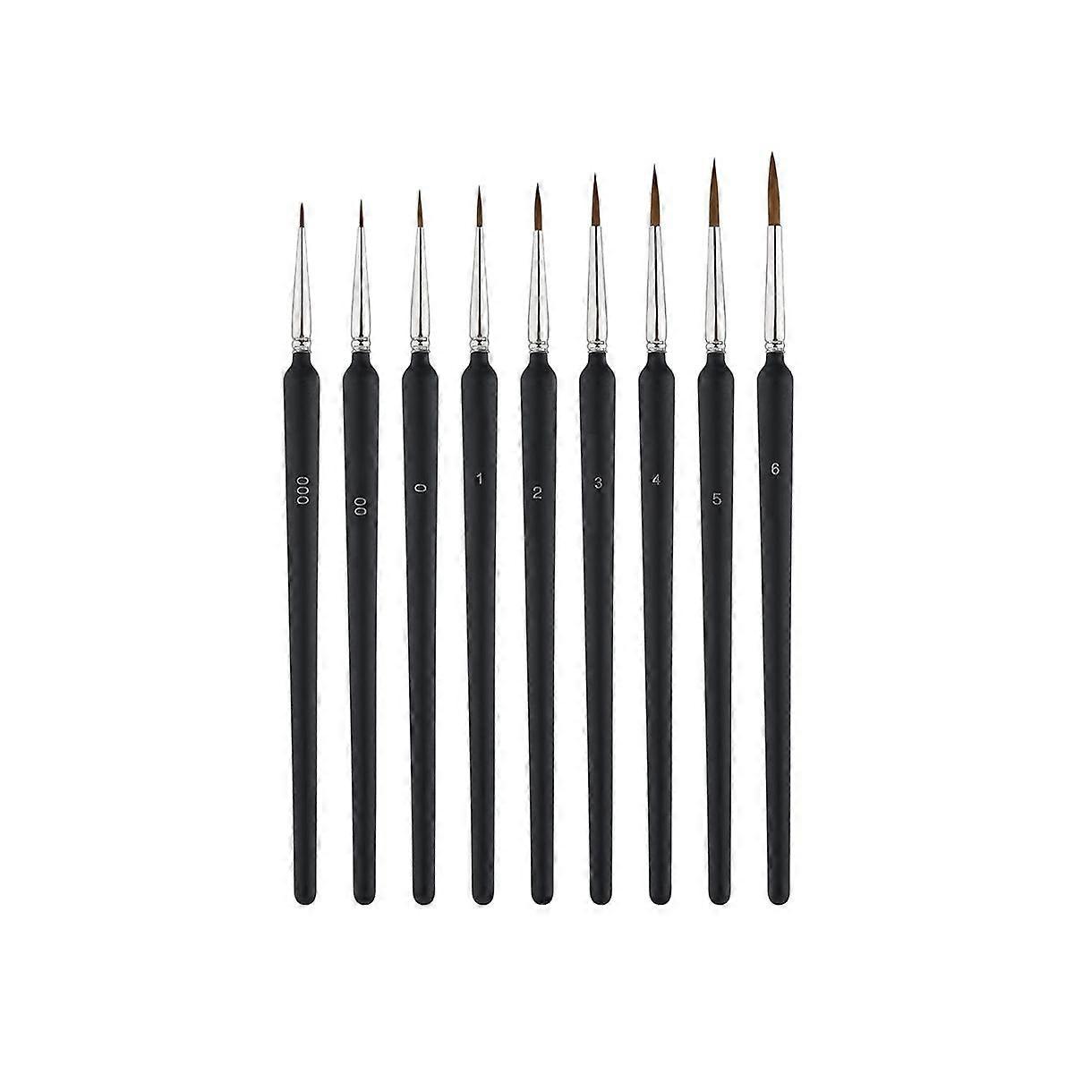 9Pcs Fine Detail Paint Brush, Miniature Detail Paint Brushes with 9 Sizes for Watercolor Painting A