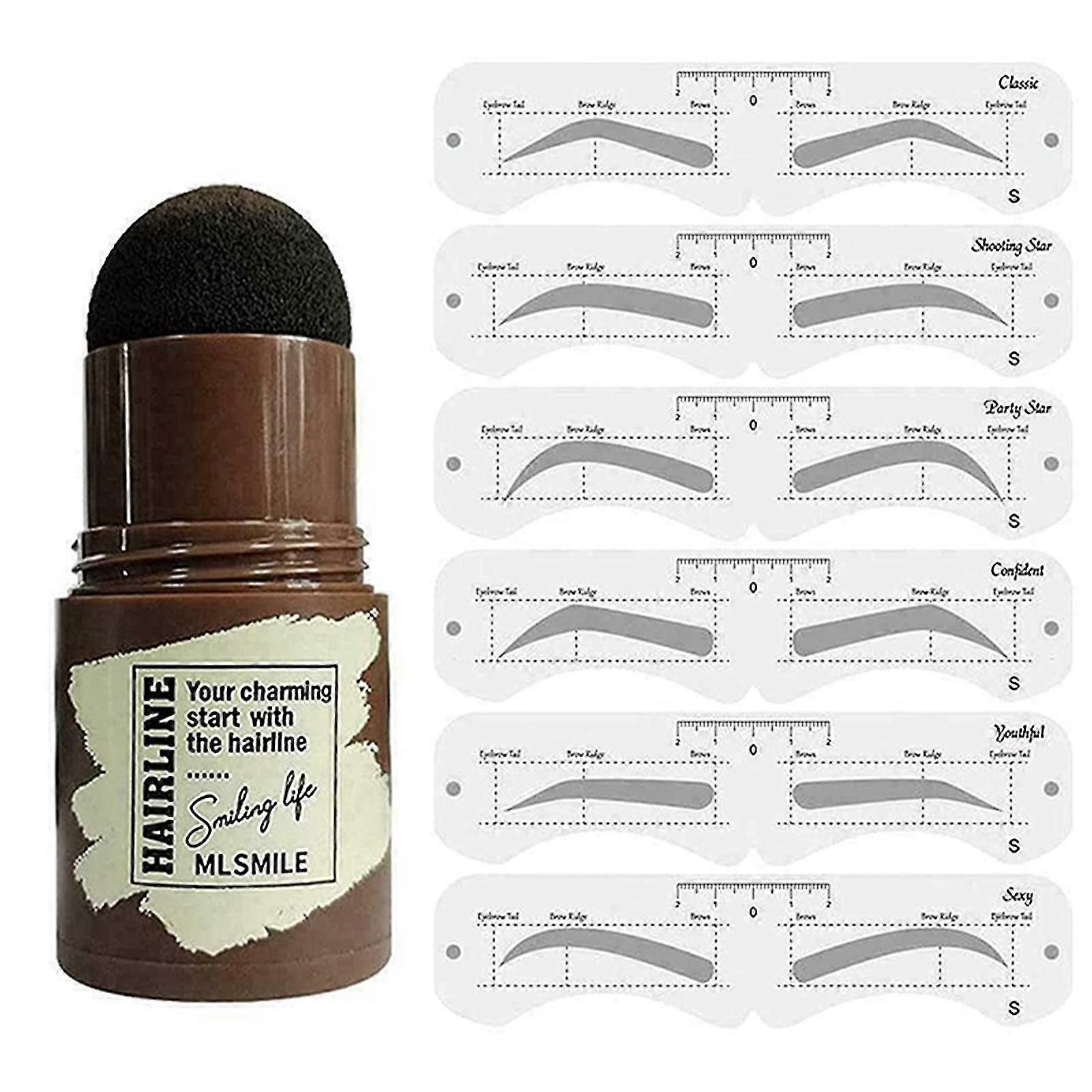 Eyebrow Stamp Shaping Kit Reusable Makeup Brow Powder Stencil Portable