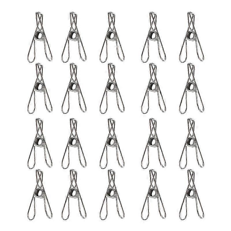 20pcs Multi Function Windproof Clothes Clips Portable Stainless Steel Clamps