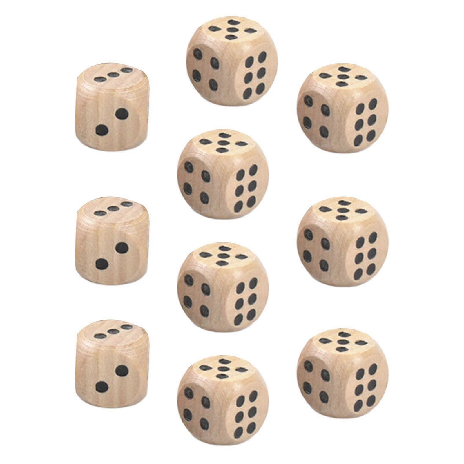 10x Wooden D6 Six Sided Dice Standard for Table Game Bar Party Toy