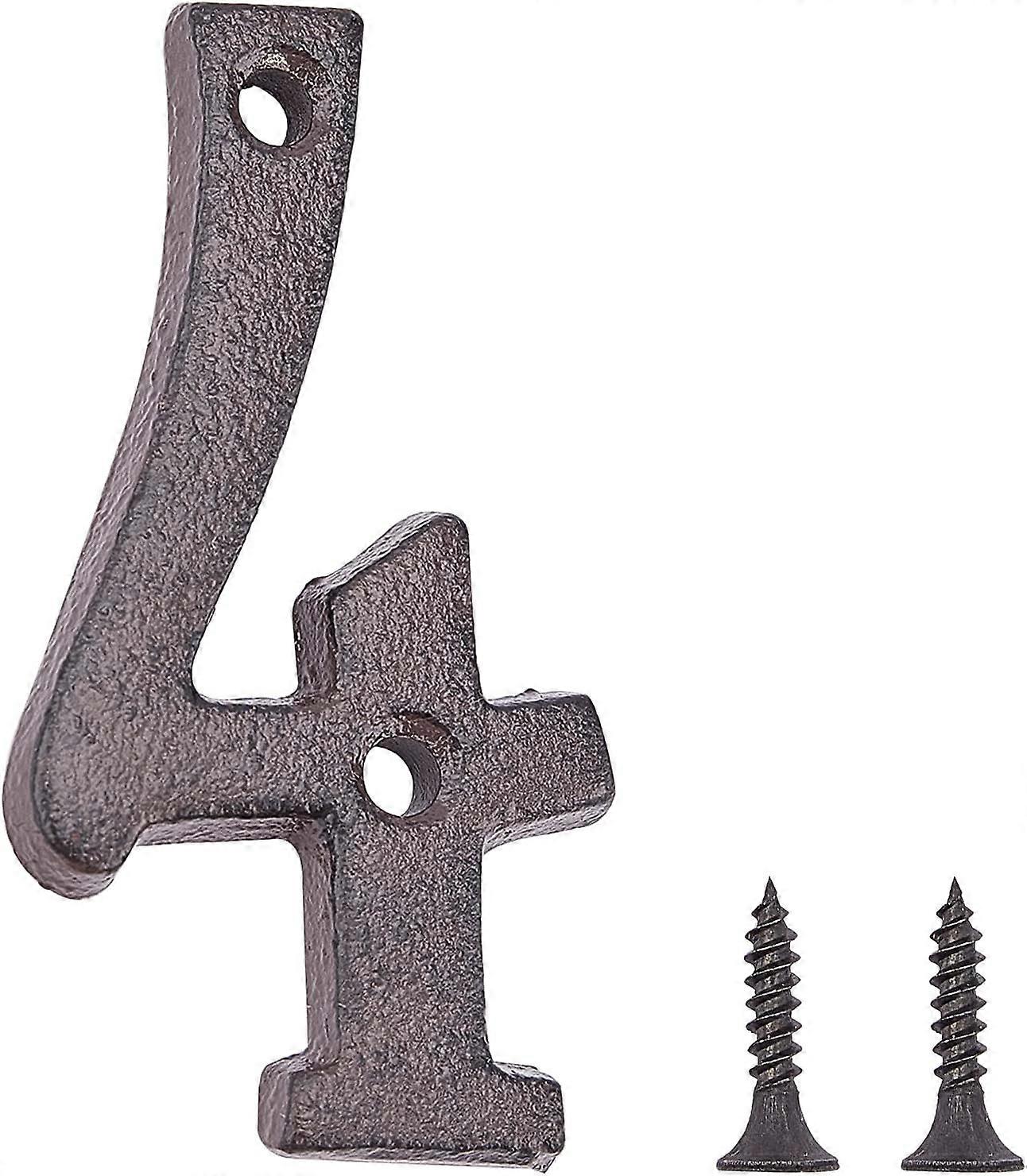 2Pcs 3 Inch Cast Iron House Numbers Metal Home Address Numbers Mailbox Numbers Door Numbers for Outside with Screws Number 4