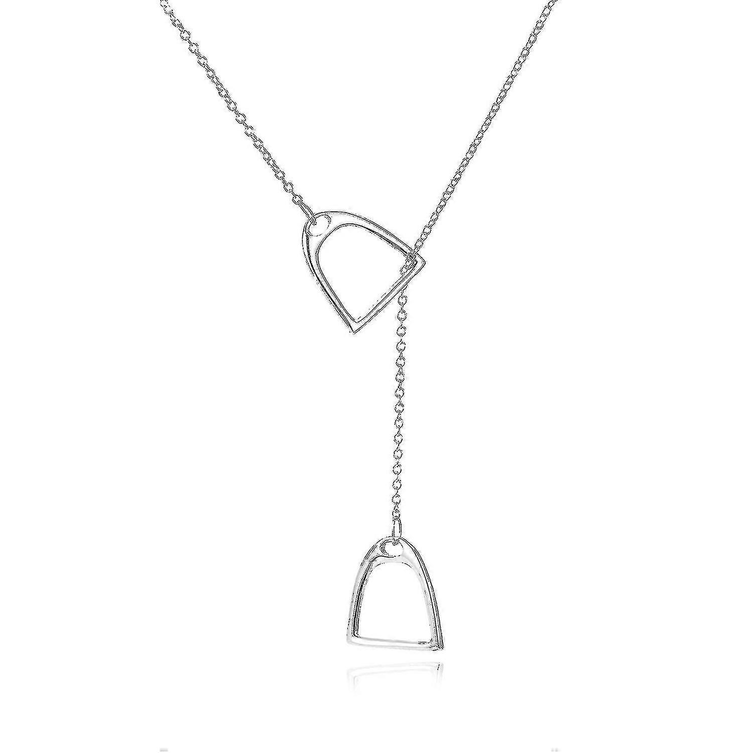 Argento Sterling 925 Semplice Doppio Cavallo Striped Lariat Collana Cavallo (argento) - XC