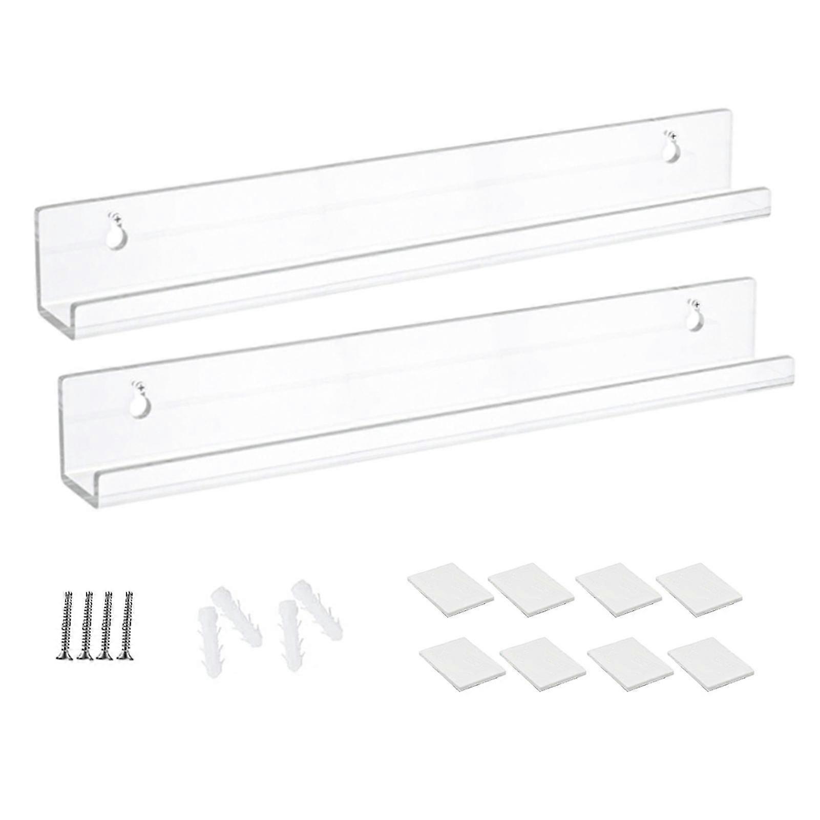 1 Set Record Rack Easy Install Acrylic Wall Mount Bookshelf Records Book Figures Storage Rack for Home