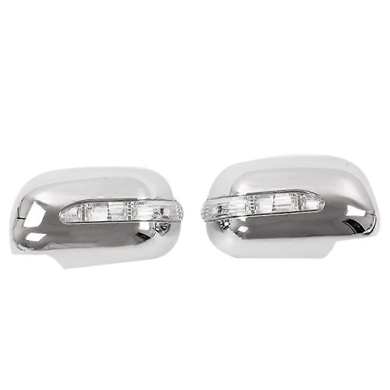for 2005-2011 Silver Chrome Rearview Side Door Mirror Cover Cap with LED Turn Signal Light Lamp