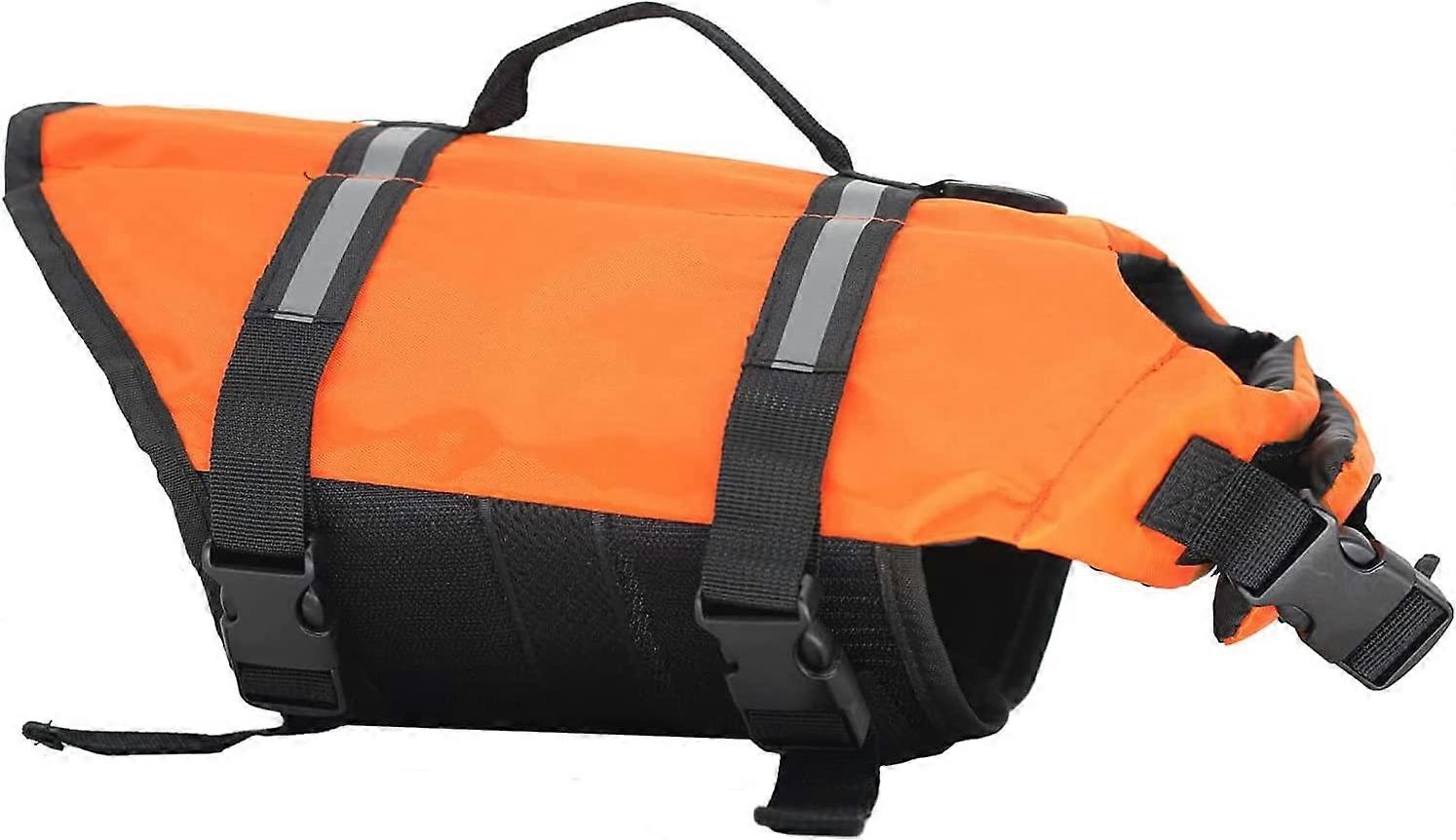 Dog Life Vest Swimming Training Life Vest for Dogs with Adjustable Click Closures and Reflective Strips, Available in 5 Different Sizes, Orange, S