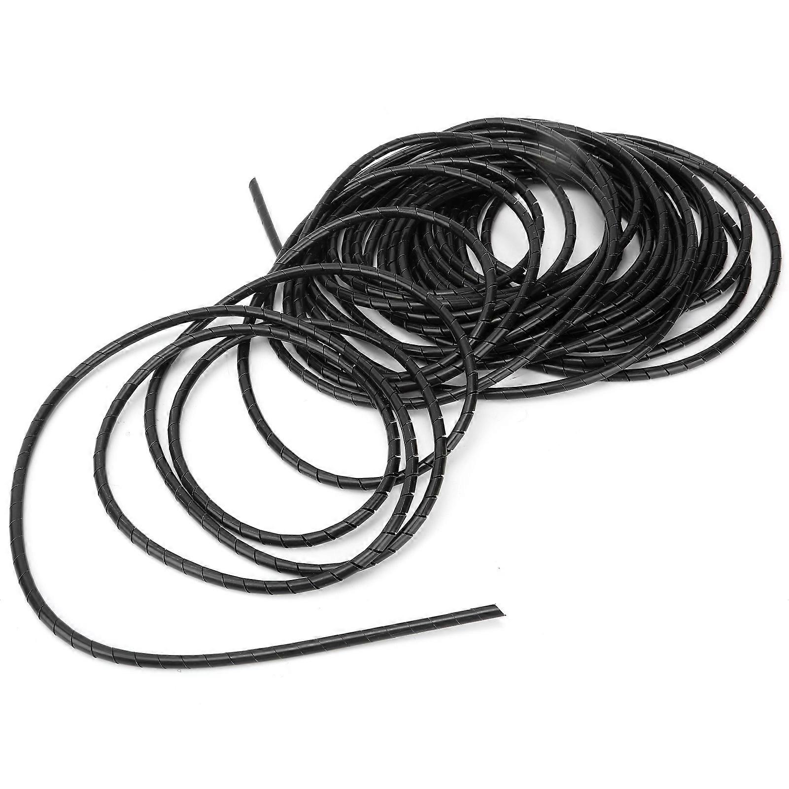 Flexible Spiral Wire Wrap Cord Organizer for Computer Room Wiring - 5m Length, Black