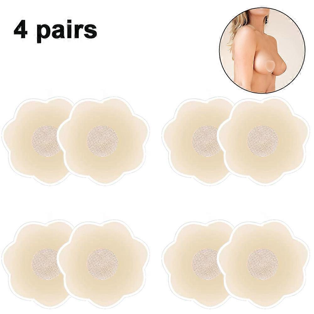 Lot de 4 paires de cache-tétons adhésifs réutilisables en silicone pour femmes