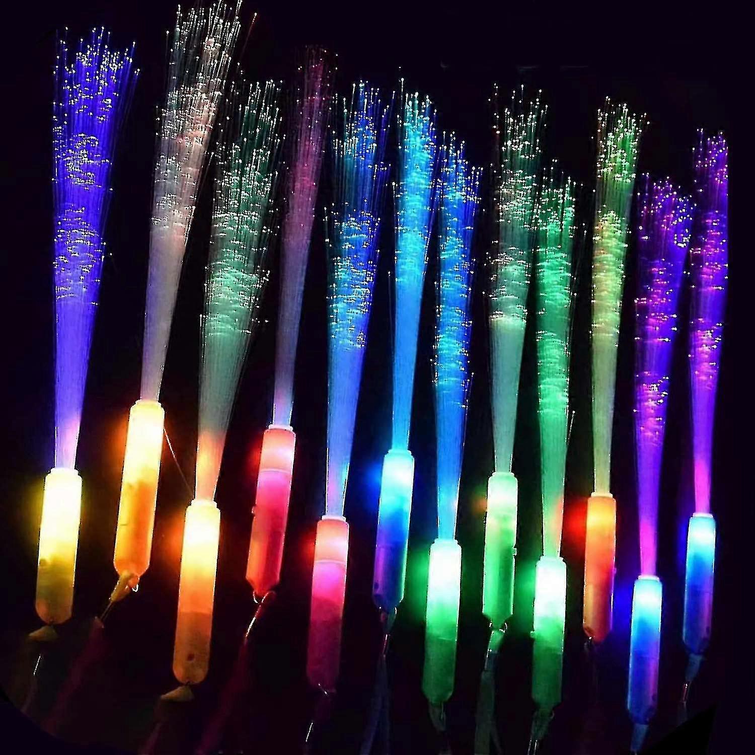Glow Fiber Wands Sticks Led Light Up Wands Fiber Optic Wands Led Flashing Sticks Colorful,battery Operated,24 Pieces