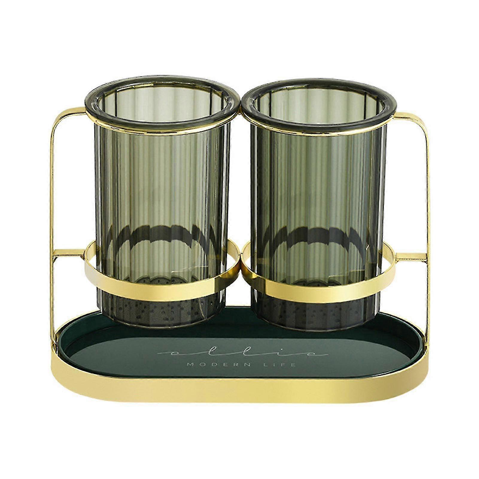 Kitchen Metal Utensil Cooking Spoon Tool Multi-Function Storage Tool Chopstick Holder Dark Green