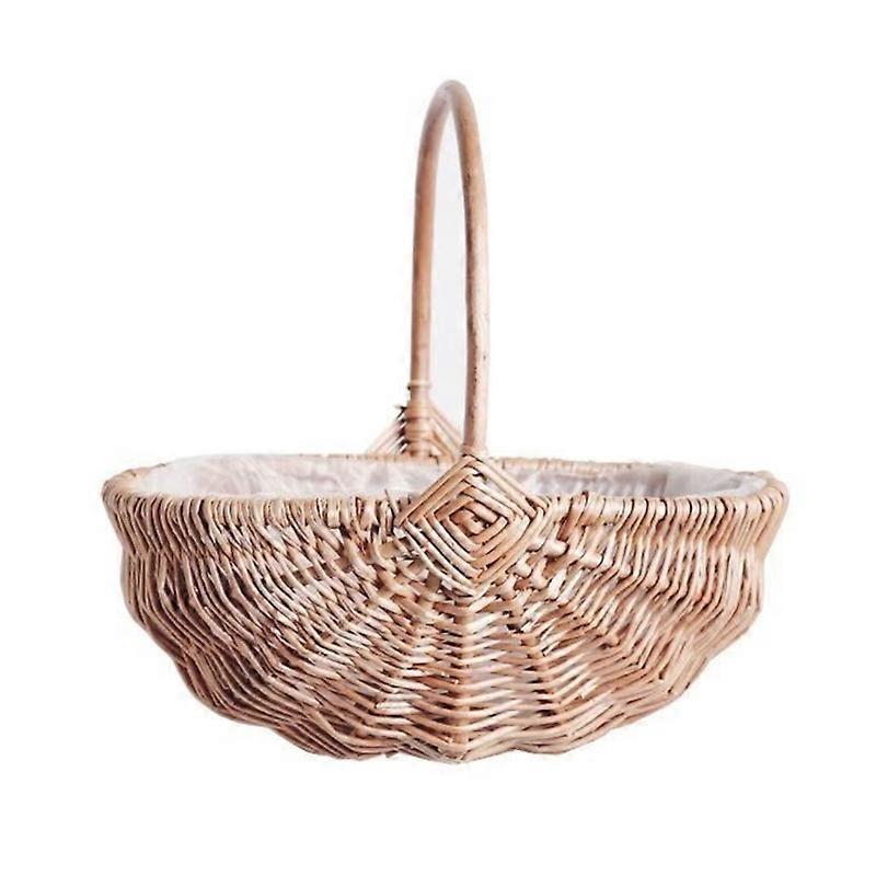 Handwoven Flower Basket with Handle Multifunction Pepper Collection Box