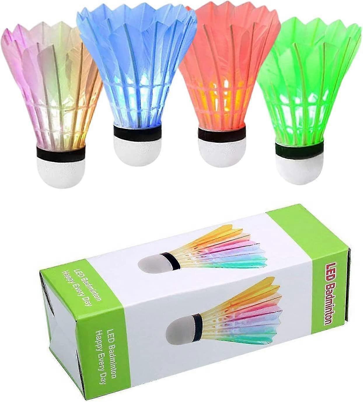 Led Badminton Shuttlecocks Dark Night Glow Birdies Éclairage (4pcs)