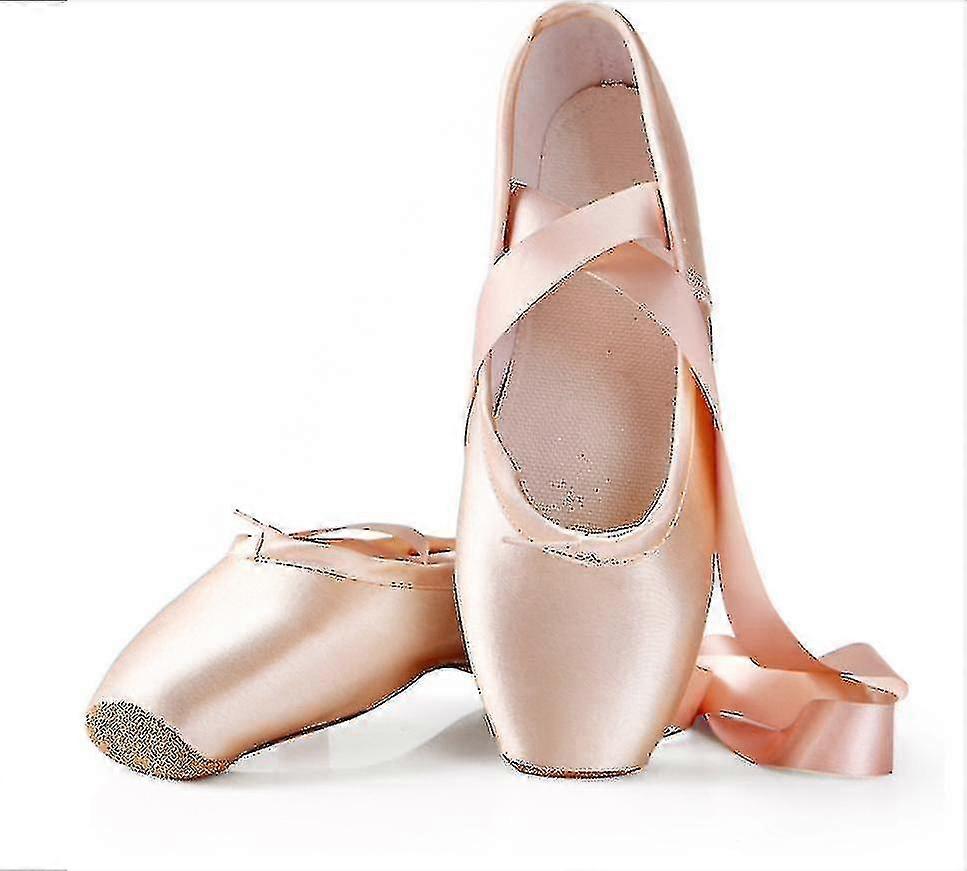 Ballettdansesko for barn og voksne, ballett pointe-dansesko for profesjonelle med bånd, sko