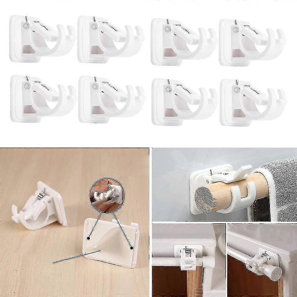 46810xadjustable Rod Bracket Holders Wall Curtain Hanging Rod Clips 4pcs