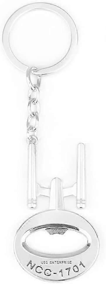 スタートレックボトルオープナーキーホルダー - USSエンタープライズNCC - 1701ゴールドメタルボトルオープナーキーリングマニュアルオープナーシルバー