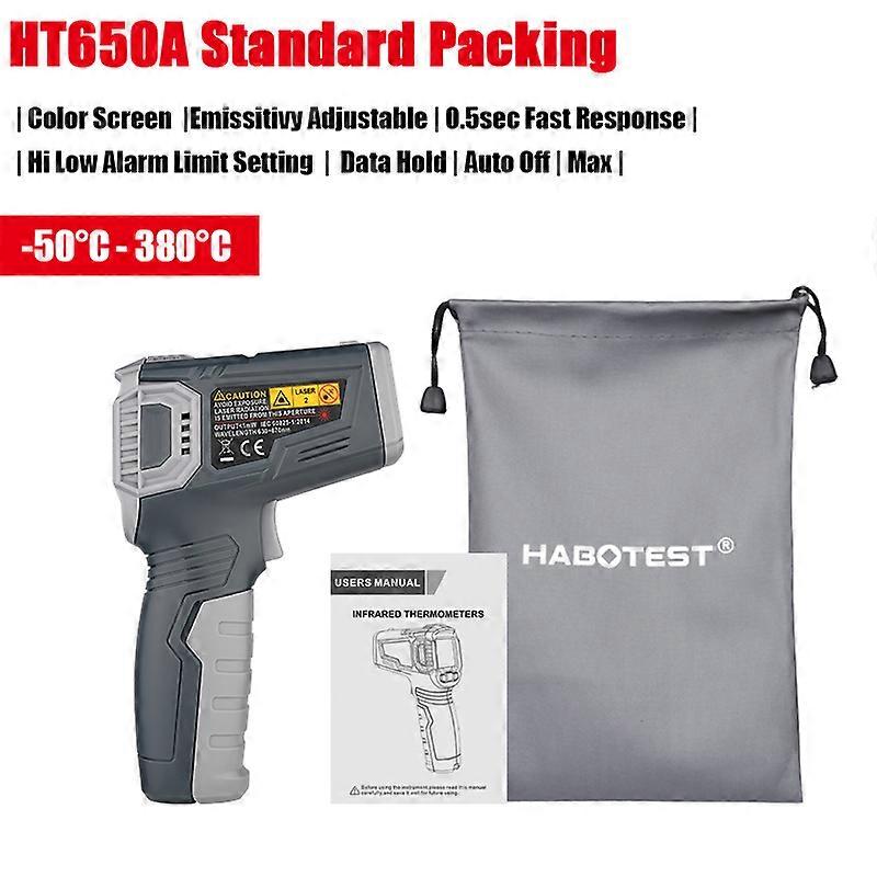 Infrared Thermometer Temperature Laser Gun HT650 Emissivity Adjustable Hold MAX Household Outdoor Laser Pyrometer IR Thermometer