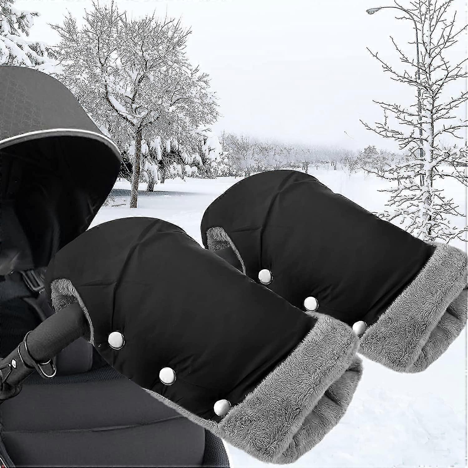 Stroller Gloves, Windproof And Waterproof Stroller Mittens For Baby, Soft Warm Gloves For Stroller, Bike - Black