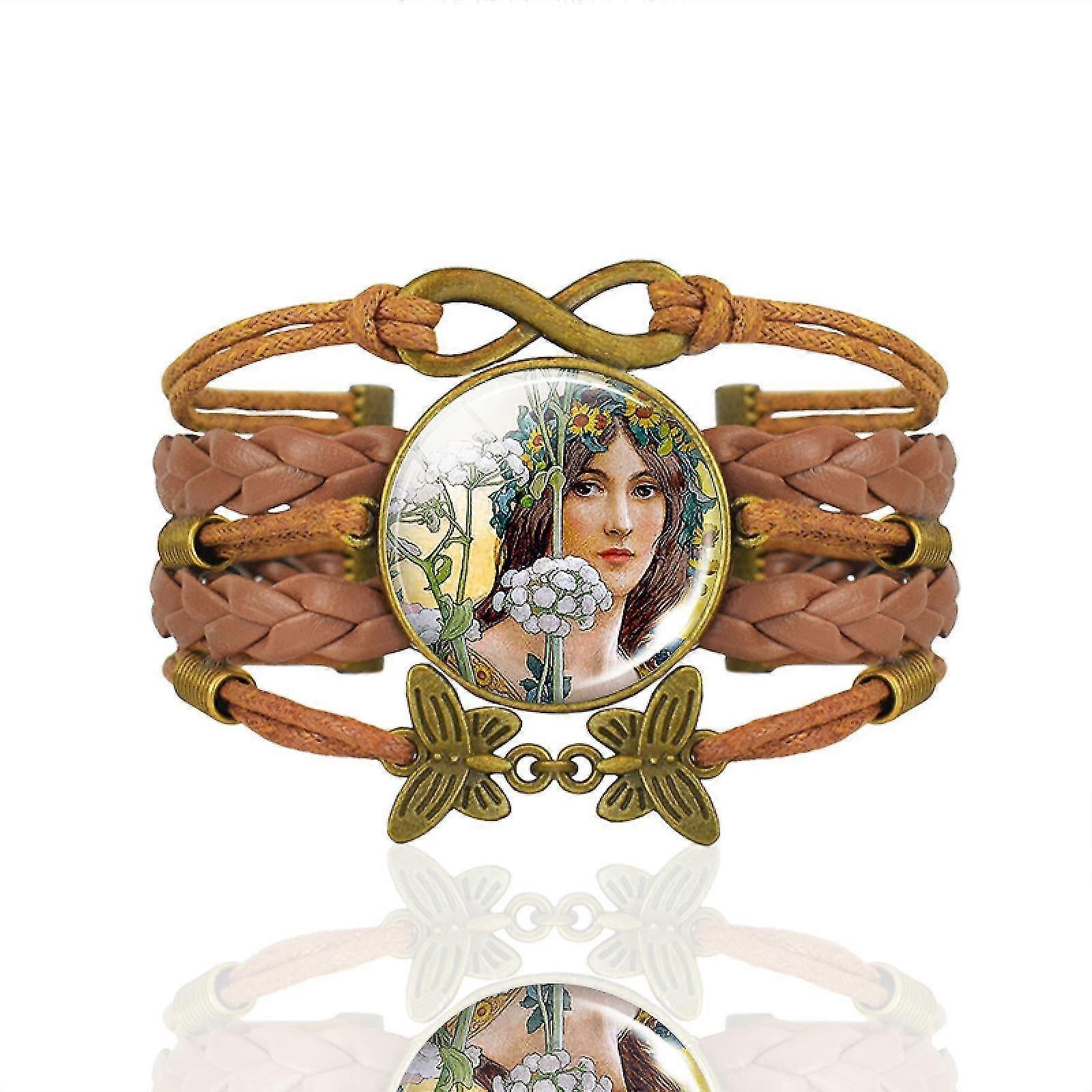 Vintage brown leather bracelet gift