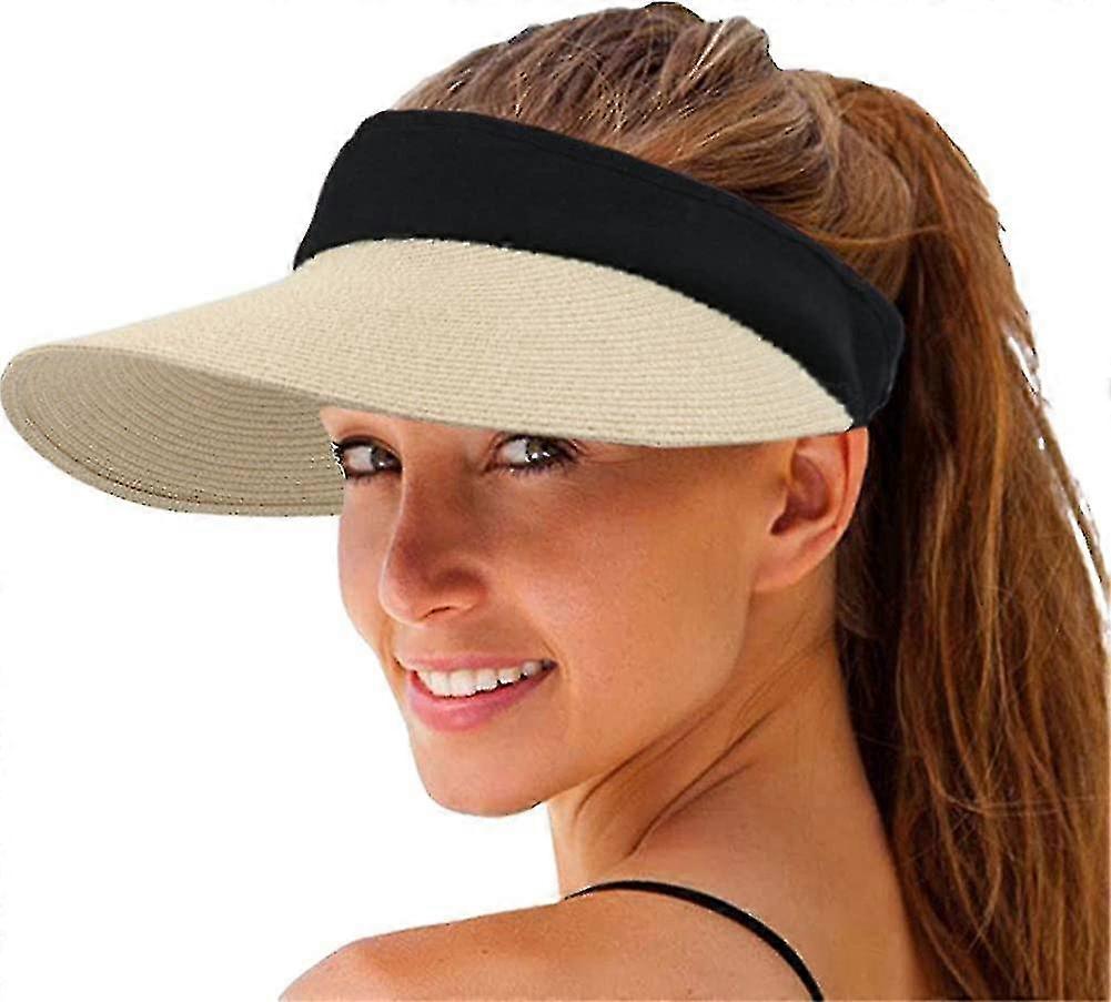Foldable Empty Top Straw Hat Sun Hat Sunscreen Face Banmo