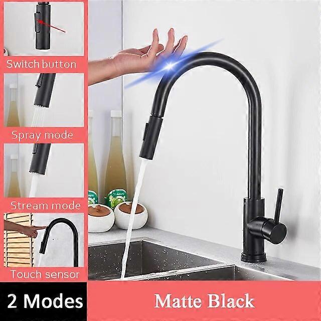 Black Sensor Kitchen Faucet Pull Out Spout Smart Touch Inductive Sensitive Faucet 360 Degree Rotation Mixer Tap