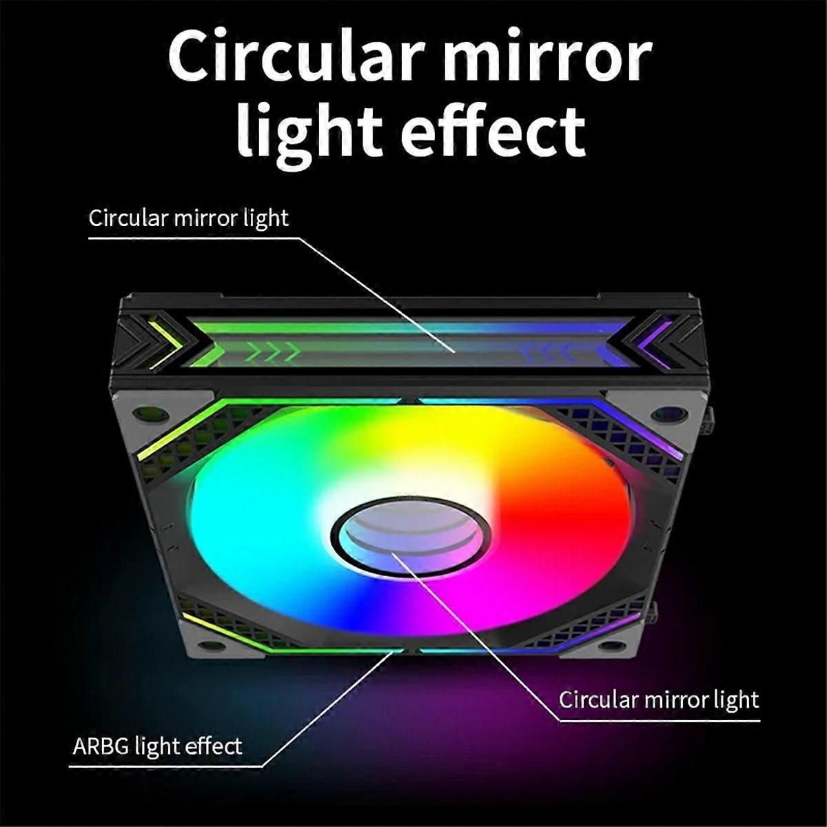 -2 Kein Drahtspleißen 3-in-1-Gehäuselüfter 12V PWM Rundspiegel ARGB 120MM CPU Flüssigkeitskühlungslüfter Weiß-Rückwärts