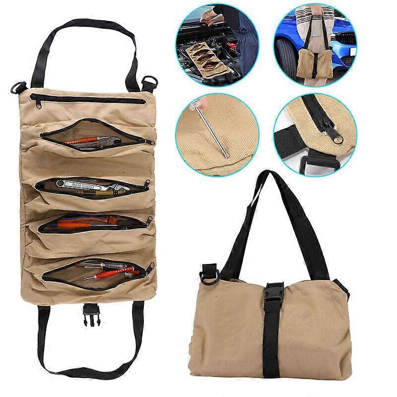 Tool Roll Up Pouch Wrench Roll Up Bag Multi-Purpose Canvas Tool Roll Organizer