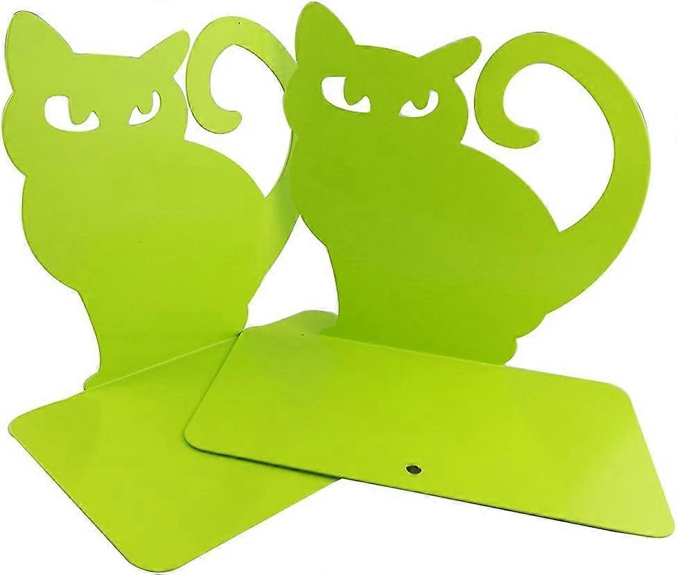 2 Piece Green Cat Metal Bookends