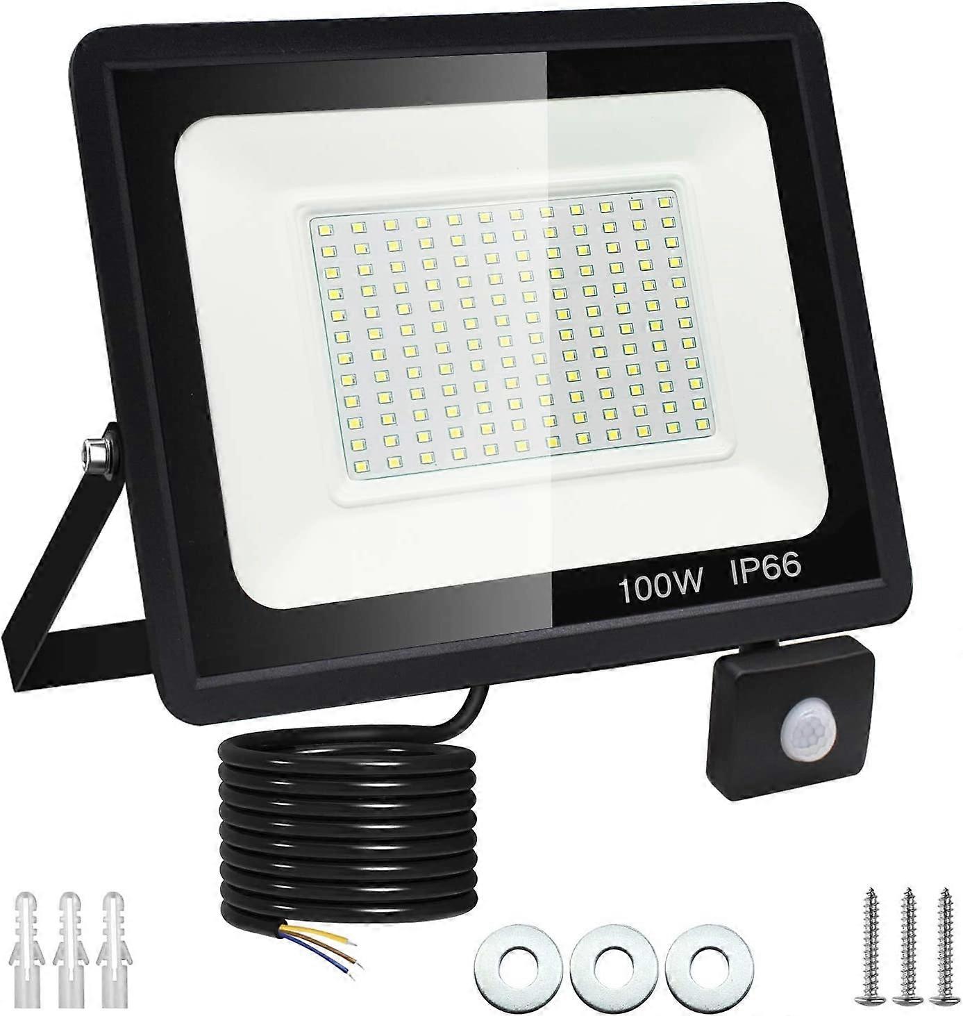 Outdoor LED floodlight with motion sensor, cool white security light