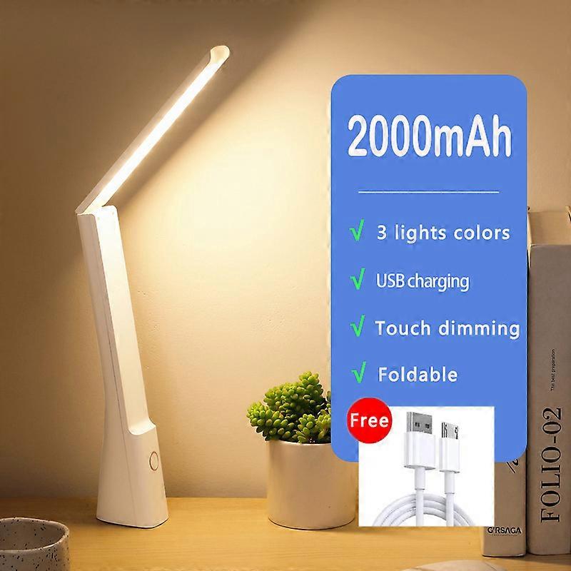 Foldable Touch LED Table Lamp with USB Rechargeable Battery, Reading Night Light for Kids and Students, Eye Protection, 3000mAh