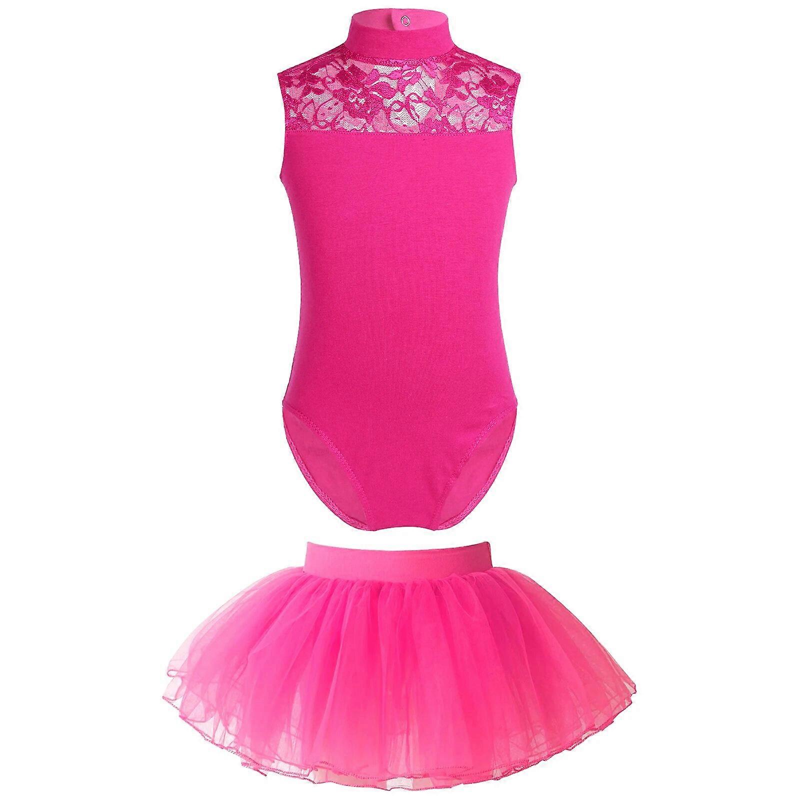 ילדים תלבושות ריקוד בלט ילדים בנות תחרה ללא שרוולים בגדי גוף עם חצאיות טוטו התעמלות אוברול לבגדי ריקוד בנות סטים של בגדי ריקוד