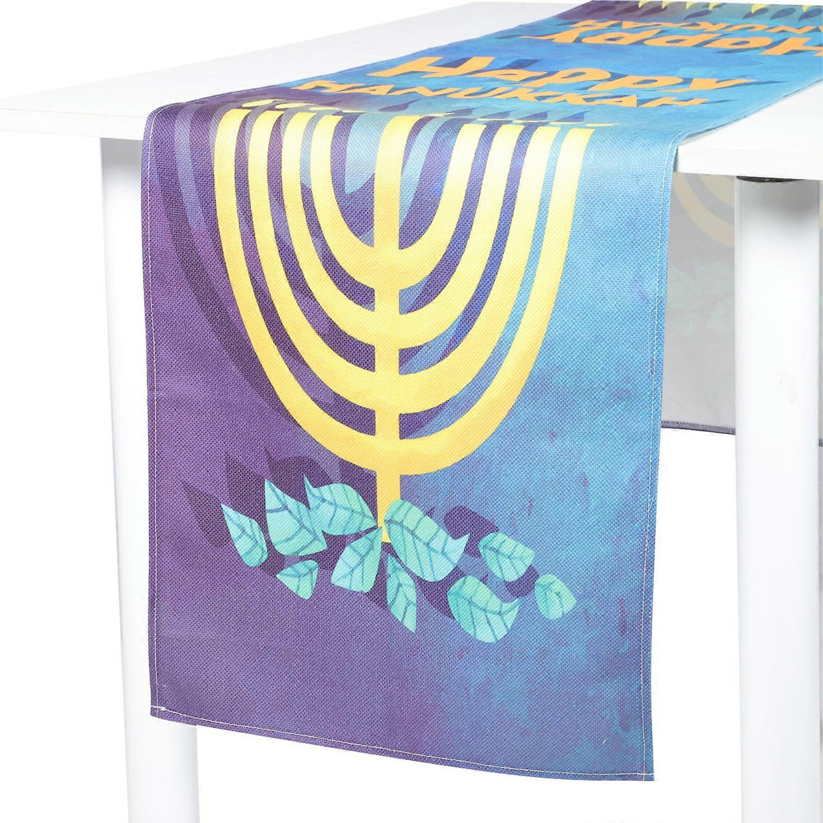 Nappe bleue Hanoukka nappe nappe Chemin de Table juif Hanoucca Décoration de fête de la Menorah de Hanoucca