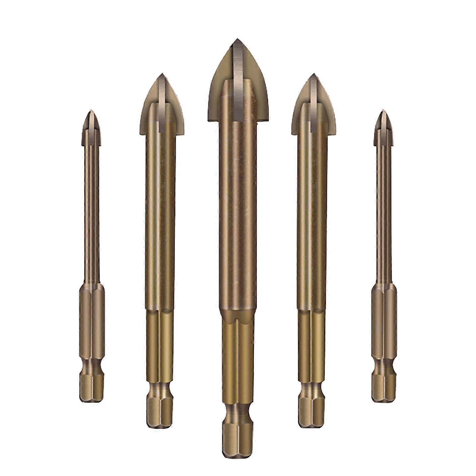 5Pcs/Set Drill Bits Rust-Proof Multifunctional Alloy Marble Drill Bit Kit Drilling Tool
