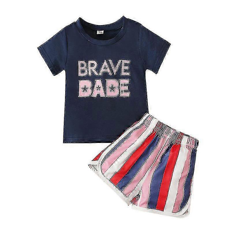 Kortärmade sommarkläder för småbarn Kostymer Kläder Shorts Set Rundringad 2-delad outfit
