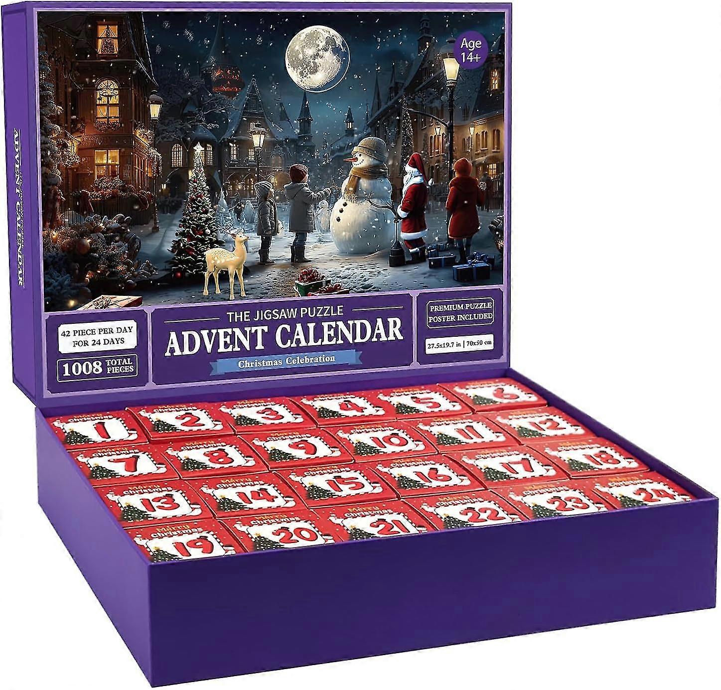 Advent Calendar 2023 Christmas Jigsaw Puzzles Xmas Snowy Night Puzzle 24 Parts 1008 Pieces Puzzles For Adults Teens Kids Jigsaw Puzzles 1008 Pieces Ho
