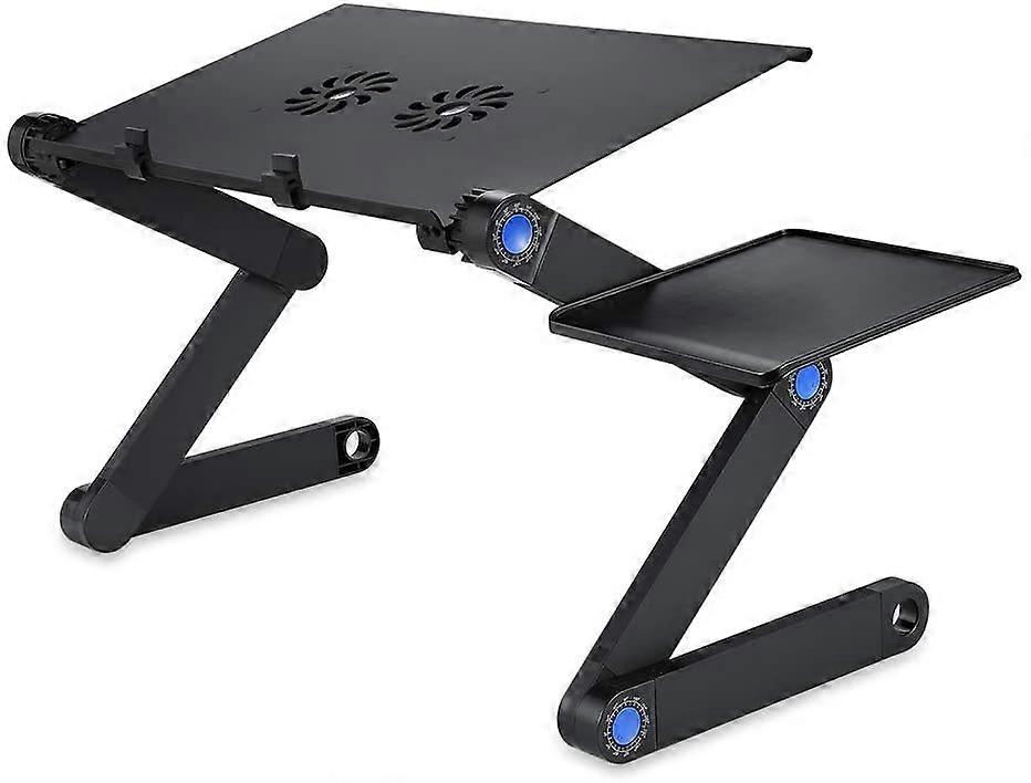 BlackThemart Adjustable Vented Laptop Table Computer Desk Portable Bed Tray Book Stand Multifuctional & Ergonomics Design Dual Layer Tabletop with Coo