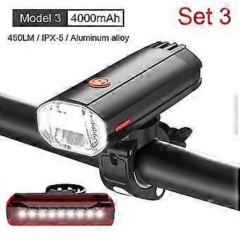 400lm Vélo Lumière Avant Ensemble Anti-éblouissement USB Rechargeable VTT Vélo Lumière Avec Feu Arrière 3 Mode Led Cyclisme Phare