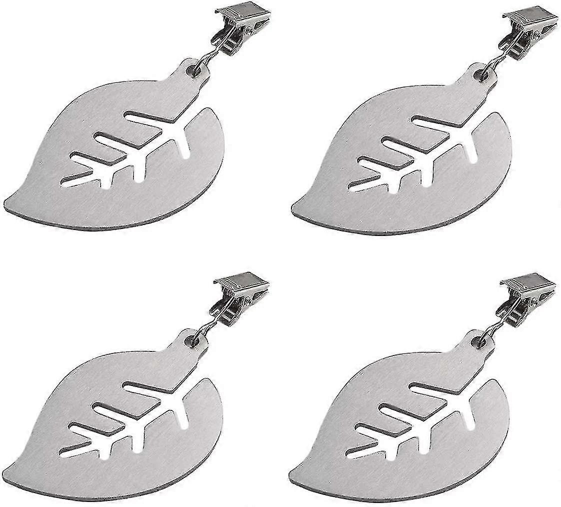 لمجموعة من 4 مشبك مفرش المائدة على شكل ورقة من الفولاذ المقاوم للصدأ