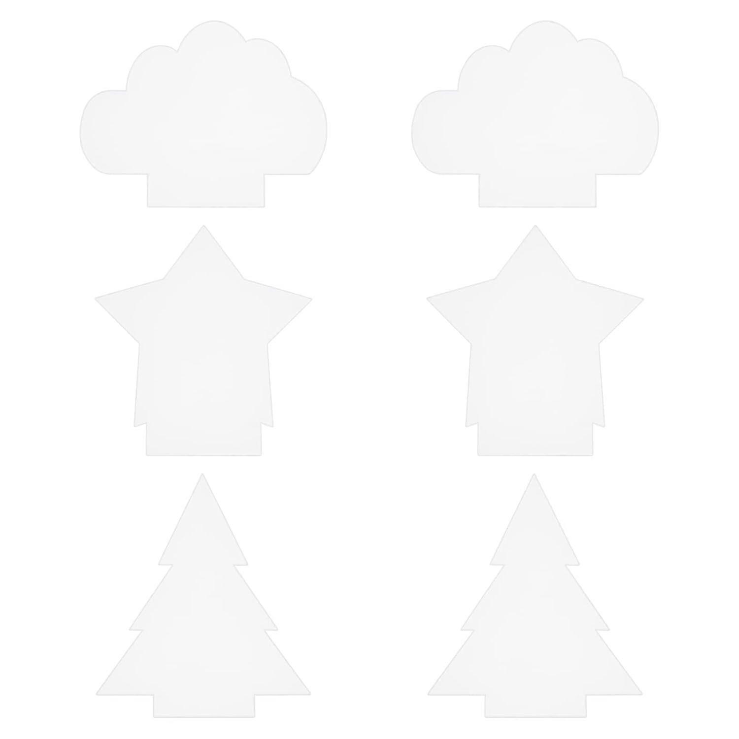 6Pcs Acrylic Board 2mm Acrylic Sheets Lamp Holder Plate Thick Glass Panel for LED Light Base Sign DIY Craft Display Project Mutiple Shape (Tree Star C