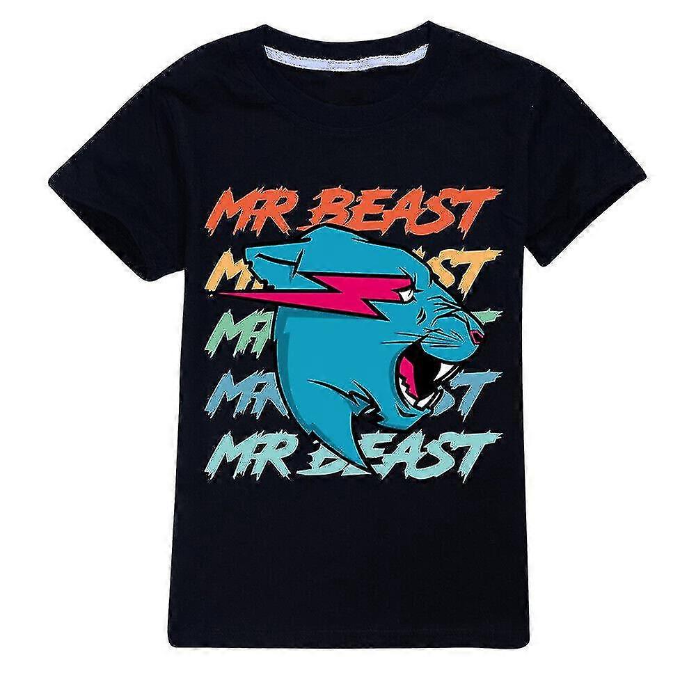 Mr Beast Lightning Cat tričko pro děti, 7-14y let Unisex tištěná trička s krátkým rukávem, ležérní letní topy pro chlapce a dívky bezpečné a kvalitní