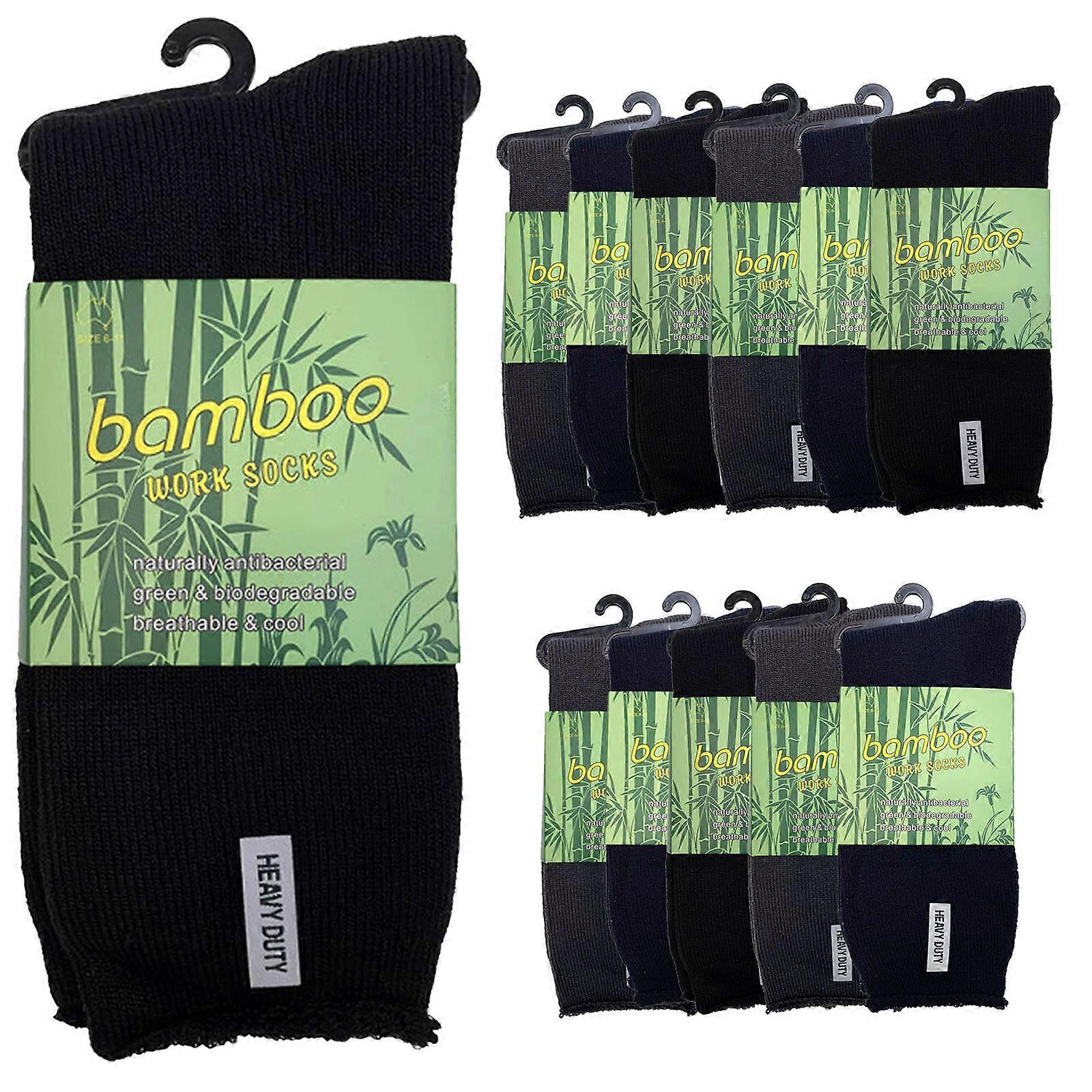 12 Pairs PREMIUM BAMBOO SOCKS Mens Heavy Duty Thick Work Socks Cushion BULK