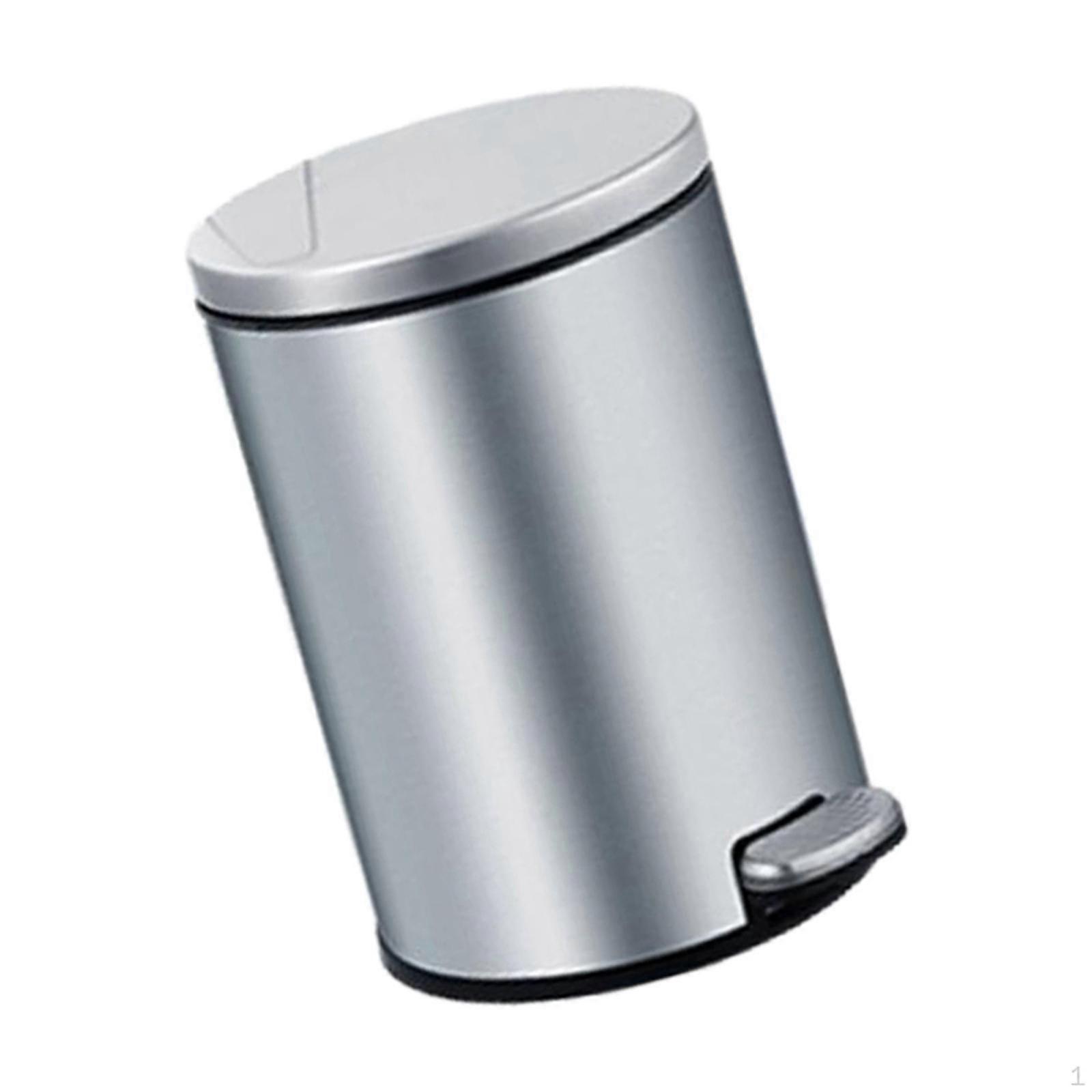-Foot Pedal Trash Can Waste Basket with Lid 6 Liter Stainless Step for , Toilet,