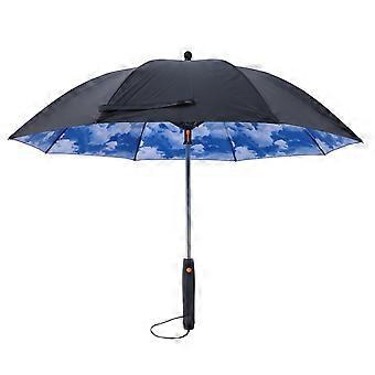 Sun Umbrella with Fan Mister Spray Rechargeable Cooling Beach Blue