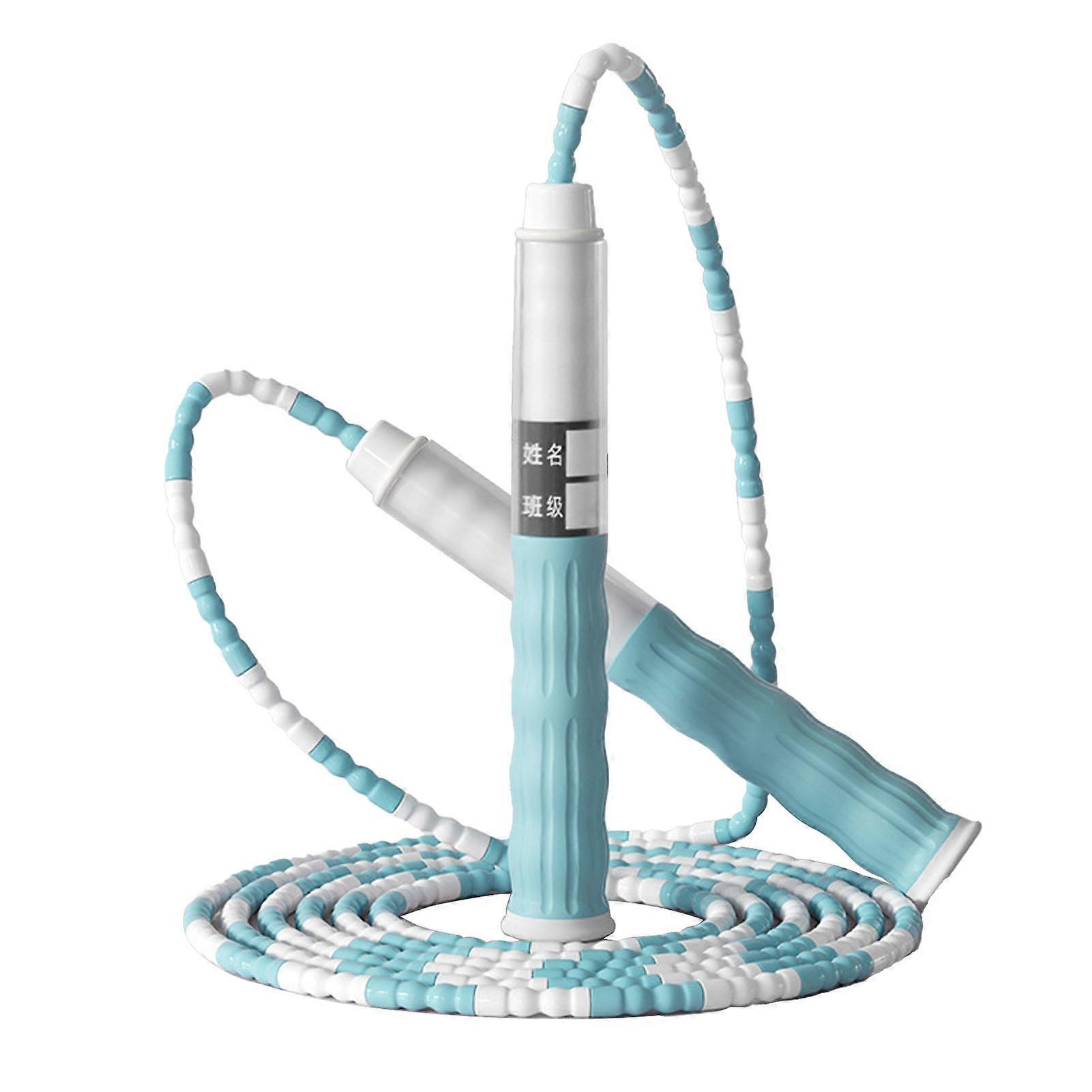 Bamboo Jump Rope Adjustable Length Beaded Jump Rope with Silicone Handle for Kids Students