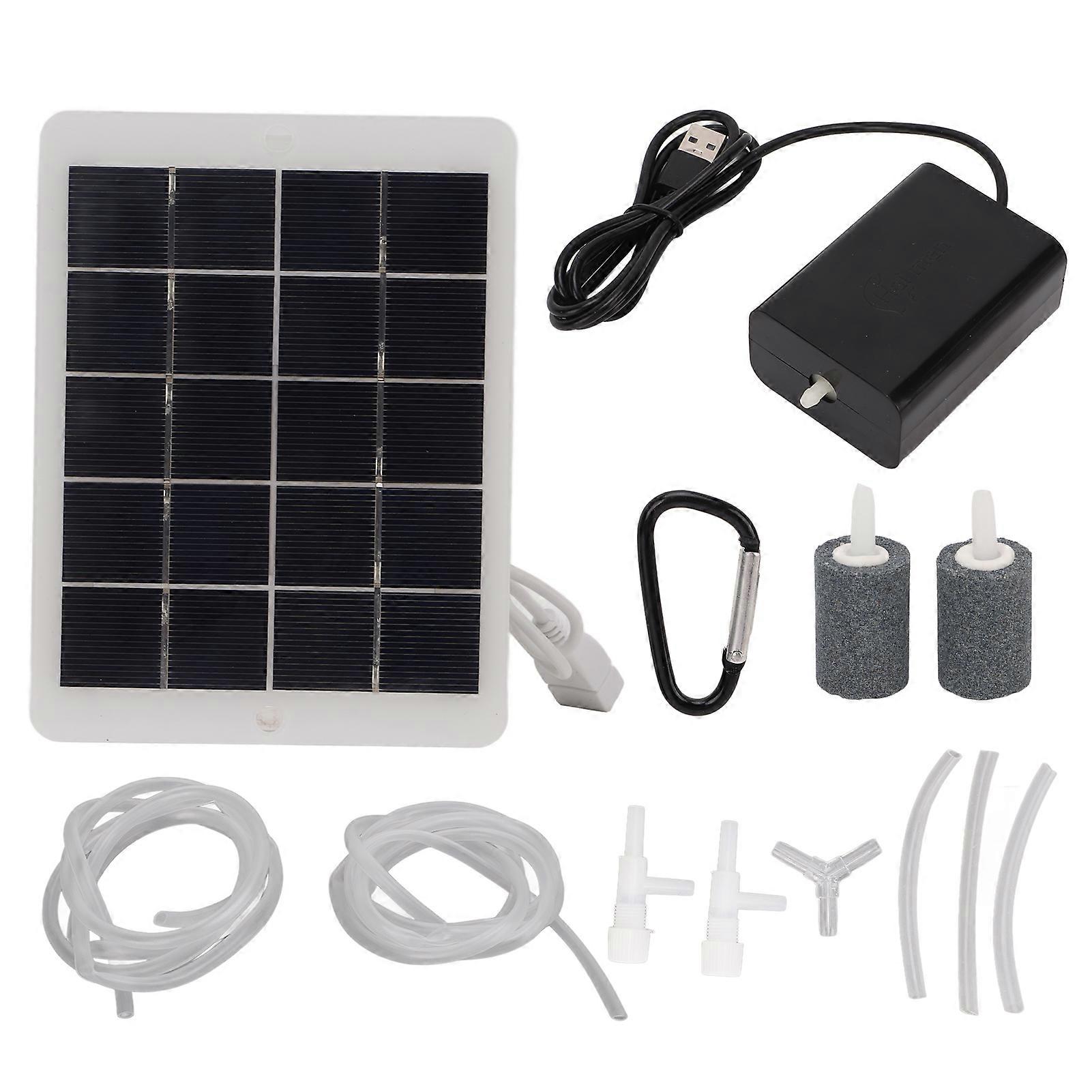 Solar Oxygen Pump Output Interface 3W5V Portable Solar Oxygen Aerator for Traveling Camping Cycling
