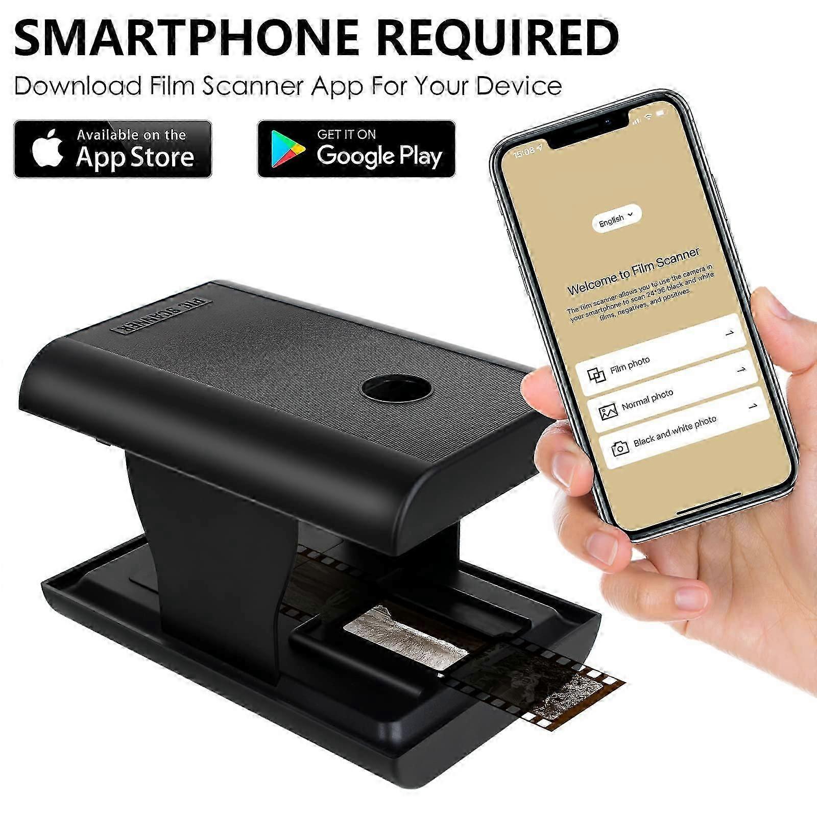 Mobile Film & Slide Scanner, 35mm Slide and Negative Scanner with LED Backlight for Old Film to JPG, Suitable for iPhone and Smartphone, Support Editi