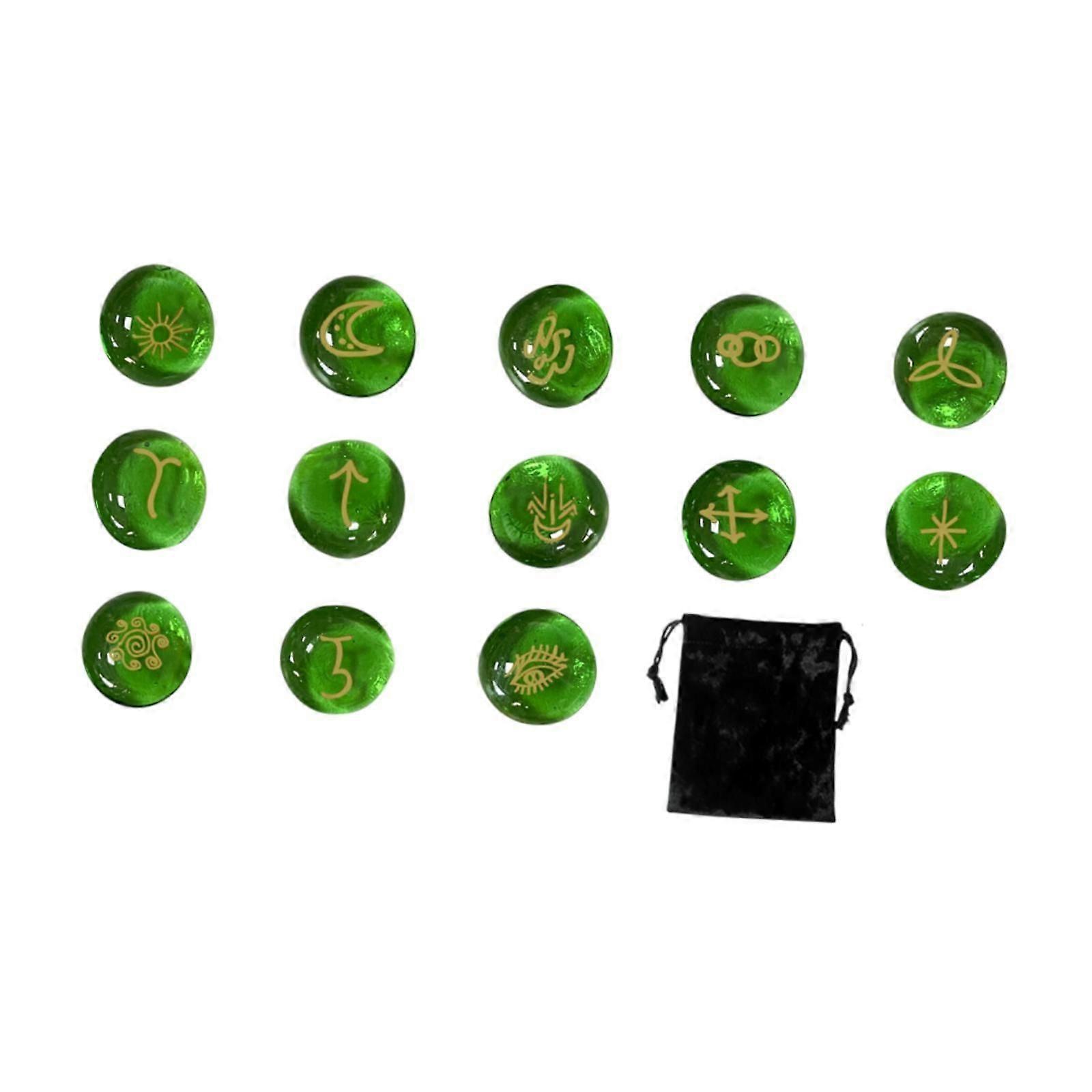 13db rúnakövek készlet kezdőknek meditációs üveg rúnák jóslási eszközök
